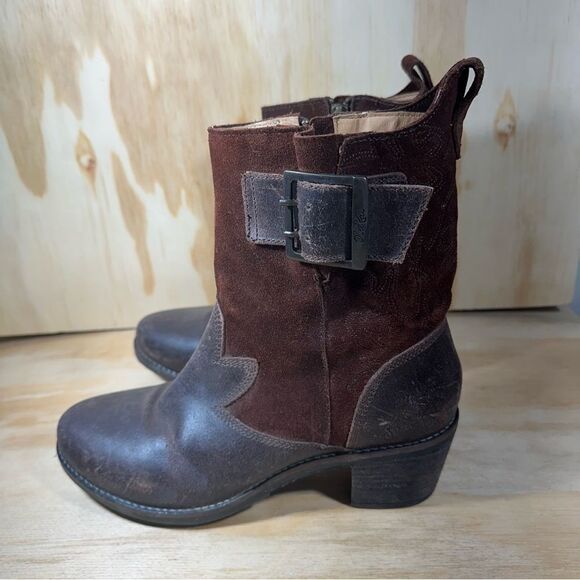 Olukai Brown Leather and Suede Ankle Boots Women’s Size 7 - Picture 1 of 8